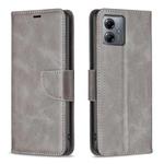 For Motorola Moto G14 4G Lambskin Texture Pure Color Flip Leather Phone Case(Grey)