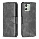 For Motorola Moto G54 5G EU Edition Lambskin Texture Pure Color Flip Leather Phone Case(Black)