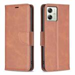 For Motorola Moto G54 5G EU Edition Lambskin Texture Pure Color Flip Leather Phone Case(Brown)