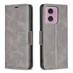 For Motorola Moto G34 5G Lambskin Texture Pure Color Flip Leather Phone Case(Grey)