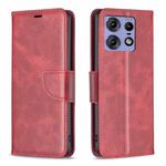 For Motorola Edge 50 Pro 5G Lambskin Texture Pure Color Flip Leather Phone Case(Red)