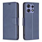 For Motorola Edge 50 Pro 5G Lambskin Texture Pure Color Flip Leather Phone Case(Blue)