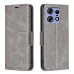 For Motorola Edge 50 Pro 5G Lambskin Texture Pure Color Flip Leather Phone Case(Grey)