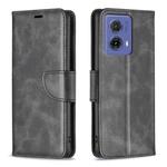 For Motorola Moto G85 Lambskin Texture Pure Color Flip Leather Phone Case(Black)
