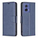 For Motorola Moto G85 Lambskin Texture Pure Color Flip Leather Phone Case(Blue)