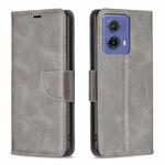 For Motorola Moto G85 Lambskin Texture Pure Color Flip Leather Phone Case(Grey)