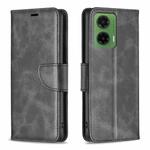 For Motorola Moto G35 Lambskin Texture Pure Color Flip Leather Phone Case(Black)