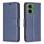 For Motorola Moto G35 Lambskin Texture Pure Color Flip Leather Phone Case(Blue)