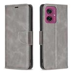 For Motorola Moto G55 Lambskin Texture Pure Color Flip Leather Phone Case(Grey)