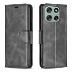 For Motorola Moto G56 5G Lambskin Texture Pure Color Flip Leather Phone Case(Black)