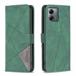 For Motorola Moto G14 4G Magnetic Buckle Rhombus Texture Leather Phone Case(Green)