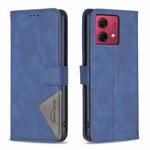 For Motorola Moto G84 5G Magnetic Buckle Rhombus Texture Leather Phone Case(Blue)