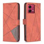 For Motorola Moto G84 5G Magnetic Buckle Rhombus Texture Leather Phone Case(Brown)