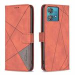 For Motorola Edge 40 Neo Magnetic Buckle Rhombus Texture Leather Phone Case(Brown)