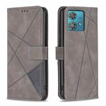 For Motorola Edge 40 Neo Magnetic Buckle Rhombus Texture Leather Phone Case(Grey)