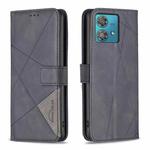 For Motorola Edge 40 Neo Magnetic Buckle Rhombus Texture Leather Phone Case(Black)