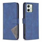 For Motorola Moto G54 5G EU Edition Magnetic Buckle Rhombus Texture Leather Phone Case(Blue)