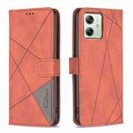 For Motorola Moto G54 5G EU Edition Magnetic Buckle Rhombus Texture Leather Phone Case(Brown)