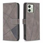 For Motorola Moto G54 5G EU Edition Magnetic Buckle Rhombus Texture Leather Phone Case(Grey)