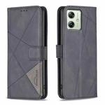 For Motorola Moto G54 5G EU Edition Magnetic Buckle Rhombus Texture Leather Phone Case(Black)