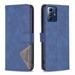 For Motorola Moto G Play 2024 Magnetic Buckle Rhombus Texture Leather Phone Case(Blue)