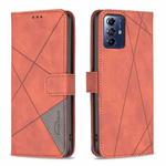 For Motorola Moto G Play 2024 Magnetic Buckle Rhombus Texture Leather Phone Case(Brown)