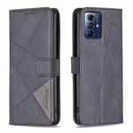 For Motorola Moto G Play 2024 Magnetic Buckle Rhombus Texture Leather Phone Case(Black)