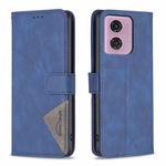 For Motorola Moto G34 5G Magnetic Buckle Rhombus Texture Leather Phone Case(Blue)