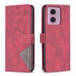 For Motorola Moto G24 / E14 / G04 Magnetic Buckle Rhombus Texture Leather Phone Case(Red)