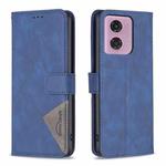 For Motorola Moto G24 / E14 / G04 Magnetic Buckle Rhombus Texture Leather Phone Case(Blue)