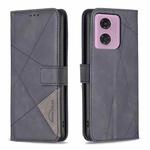 For Motorola Moto G24 / E14 / G04 Magnetic Buckle Rhombus Texture Leather Phone Case(Black)