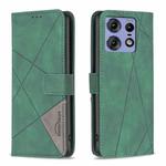For Motorola Edge 50 Pro 5G Magnetic Buckle Rhombus Texture Leather Phone Case(Green)