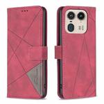 For Motorola Edge 50 Ultra Magnetic Buckle Rhombus Texture Leather Phone Case(Red)