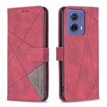 For Motorola Moto G85 Magnetic Buckle Rhombus Texture Leather Phone Case(Red)