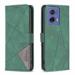 For Motorola Moto G85 Magnetic Buckle Rhombus Texture Leather Phone Case(Green)