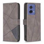 For Motorola Moto G85 Magnetic Buckle Rhombus Texture Leather Phone Case(Grey)