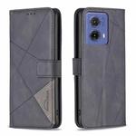 For Motorola Moto G85 Magnetic Buckle Rhombus Texture Leather Phone Case(Black)