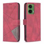 For Motorola Moto G35 Magnetic Buckle Rhombus Texture Leather Phone Case(Red)