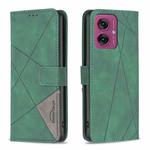 For Motorola Moto G55 Magnetic Buckle Rhombus Texture Leather Phone Case(Green)