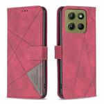 For Motorola Moto G15 Magnetic Buckle Rhombus Texture Leather Phone Case(Red)