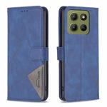 For Motorola Moto G15 Magnetic Buckle Rhombus Texture Leather Phone Case(Blue)