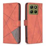 For Motorola Moto G15 Magnetic Buckle Rhombus Texture Leather Phone Case(Brown)