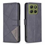 For Motorola Moto G15 Magnetic Buckle Rhombus Texture Leather Phone Case(Black)