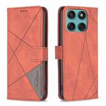 For Motorola Edge 60 Fusion Magnetic Buckle Rhombus Texture Leather Phone Case(Brown)