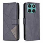 For Motorola Edge 60 Fusion Magnetic Buckle Rhombus Texture Leather Phone Case(Black)