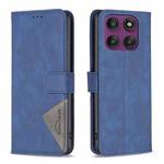 For Motorola Edge 60 Pro Magnetic Buckle Rhombus Texture Leather Phone Case(Blue)