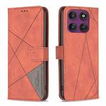 For Motorola Edge 60 Pro Magnetic Buckle Rhombus Texture Leather Phone Case(Brown)