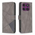 For Motorola Edge 60 Pro Magnetic Buckle Rhombus Texture Leather Phone Case(Grey)