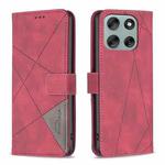 For Motorola Moto G56 5G Magnetic Buckle Rhombus Texture Leather Phone Case(Red)