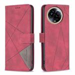 For Realme 11 5G Magnetic Buckle Rhombus Texture Leather Phone Case(Red)